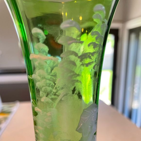 Mary Gregory Green Glass Vase - Picture 4 of 6